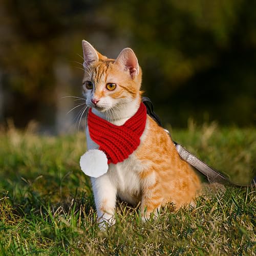 ZTA Dog Knitted Scarf for Dogs Cats Santa Red Scarf Winter Neck Warmer Pet Apparel Costume Size Small - Image 2