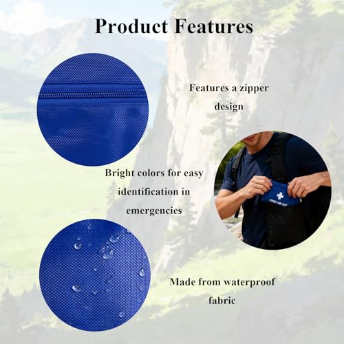 Image of First Aid Bags Empty,Mini First Aid Pouch Empty,Mini First Aid Kit Bulk,Zipper Pouches for Emergency,Travel and Outdoor (Blue 12 Pack, 5.5 * 7.8 inch)