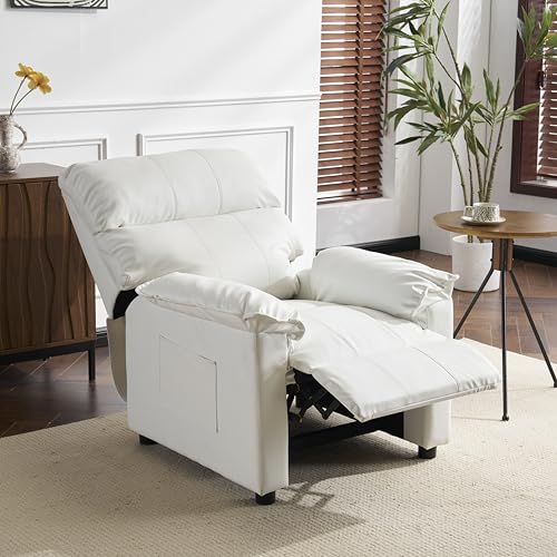 OSLEEP リクライニングソファー 165度リクライニングソファ 1人掛け リクライニングチェア PUレザー オットマン一体型(ベージュ)