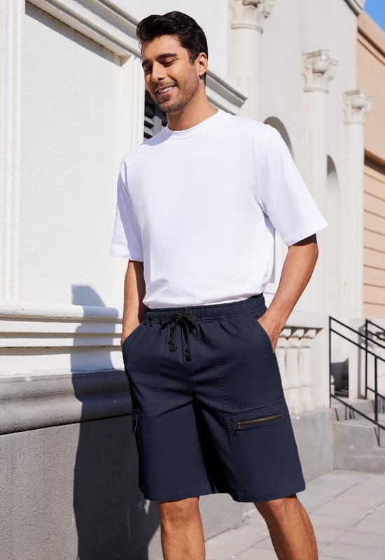 Men's Cargo Shorts 6-Pocket Relaxed Fit Drawstring Elastic Waist Outdoor Shorts Lightweight Utility Casual Shorts - Image 5