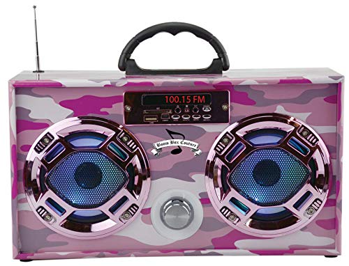 Mini Boombox with LED Speakers –Retro Bluetooth Speaker w/Enhanced FM Radio - Perfect