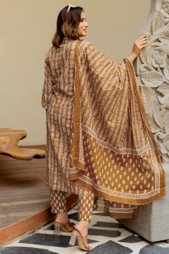 Image of MIRCHI FASHION Pure Cotton Women Straight Printed Kurti Set with Dupatta & Pant