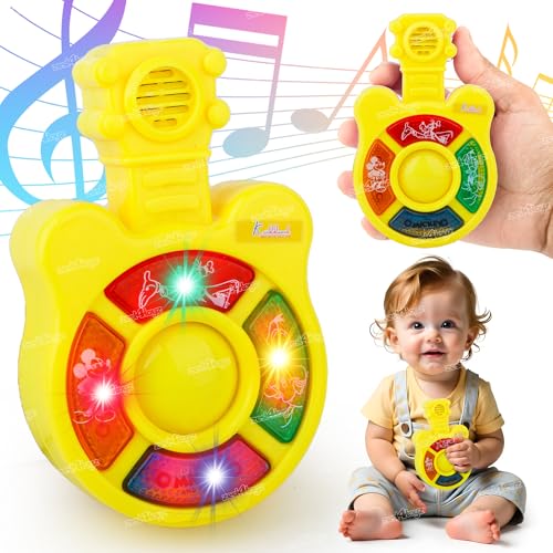 Image of Zest 4 Toyz Musical Guitar Toy for Kids with Colorful LED Lights and Sound Toy Battery Operated Baby Toys Musical Instrument Toys Birthday Gift for Kids Boys & Girls - Yellow