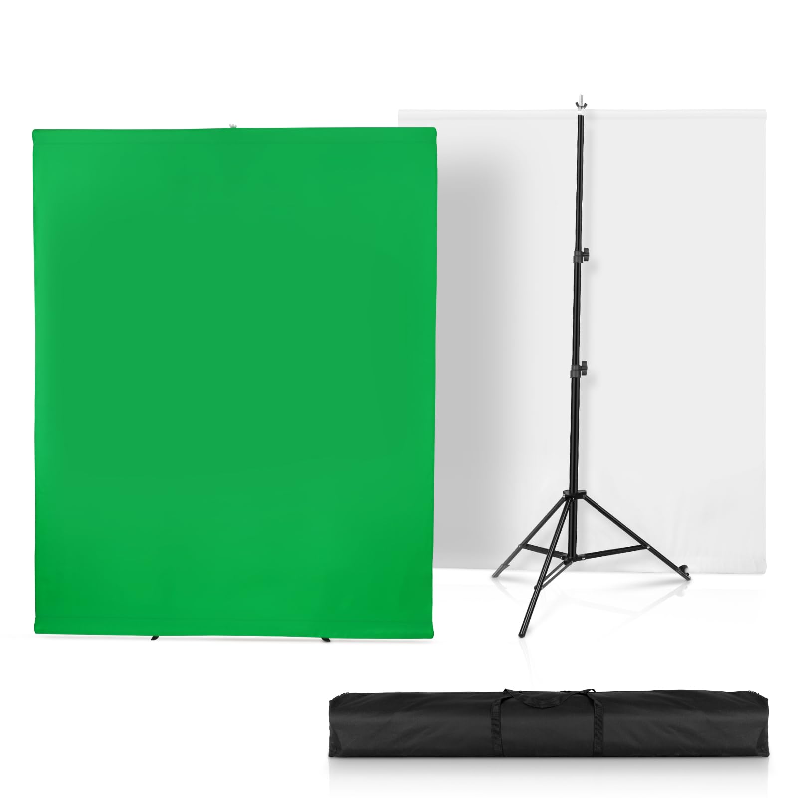 Versatile Backdrop Stand, 6.5x6.5ft Wrinkle-Resistant Collapsible Background Chromakey White & Green Screen for Photo Studio Video Shooting, Portrait Headshot Photography (2x2m 6.5x6.5ft)