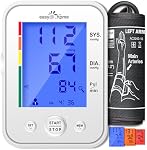 Blood Pressure Monitor for Home Use: Easy@Home Upper Arm Large Cuff BP Machine - Automatic Tensiometer with 3-Color Backlit Hypertension Display and 2 Users, Supports Free MyHeartPal App Scan, EBP-095