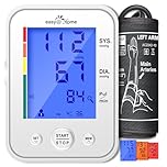 Blood Pressure Monitor for Home Use: Easy@Home Upper Arm Large Cuff BP Machine - Automatic Tensiometer with 3-Color Backlit Hypertension Display and 2 Users, Supports Free MyHeartPal App Scan, EBP-095