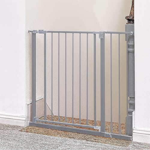 Relaxdays Treppenschutzgitter, 95–100 cm, ohne Bohren, Baby & Kleinkind, Treppe & Tür, Türschutzgitter zum Klemmen, grau