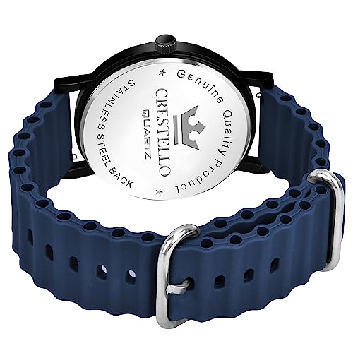 Image of CRESTELLO Silicone Strap Analog Wrist Watch for Men (Black /Blue /Grey /Green /Orange /Wine Red Strap)