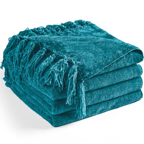 LONG CREATE Chenille Throw Blanket for Couch 50'X...