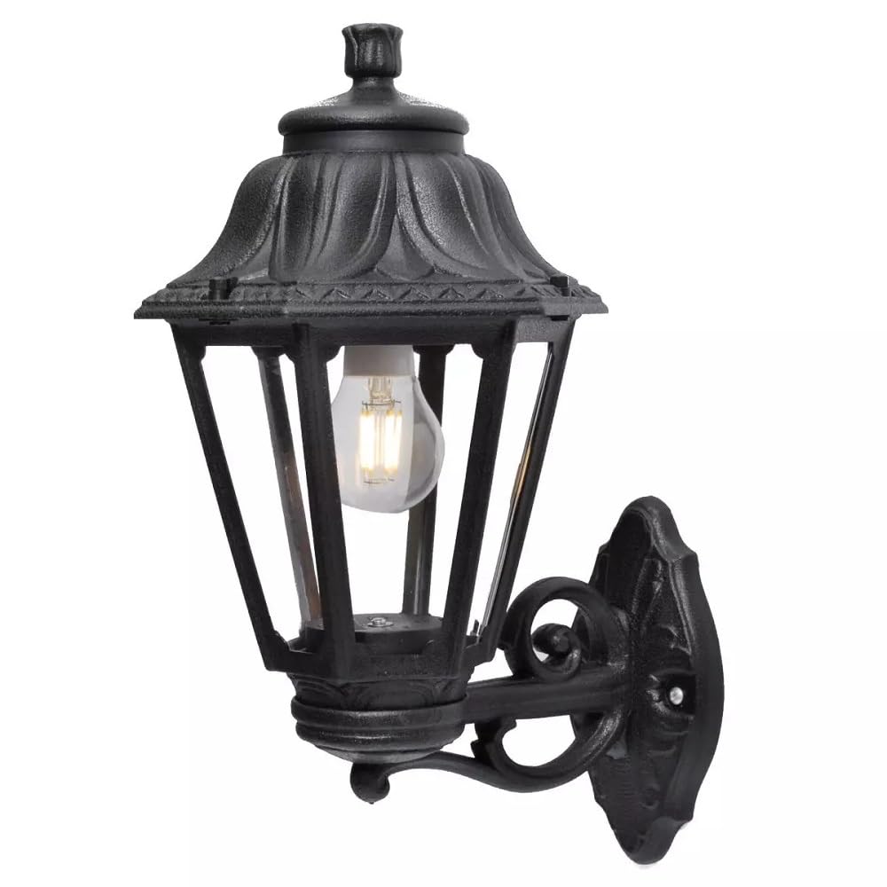 Britalia Black Outdoor Traditional Vintage Up Or Down Coach Lantern Wall Light | Ip55 Rated | 45Cm Height | 1 X Es E27 Lamp Required | Garden - Patio - Driveway | Uk Approved | Polycarbonate Resin Coastal