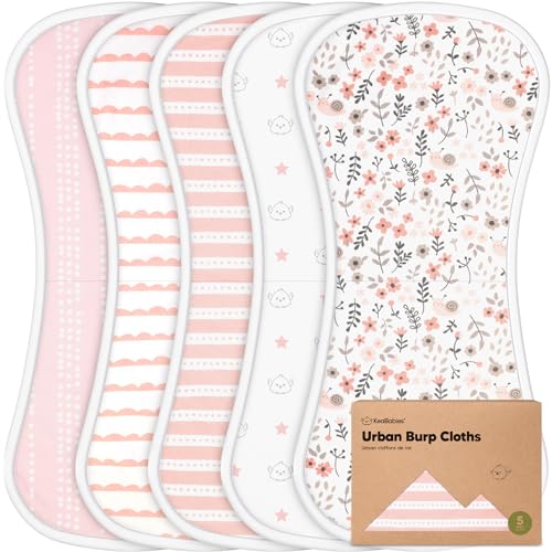 Organic Burp Cloths for Baby Boys and Girls - 5-Pack Super Absorbent Cloths