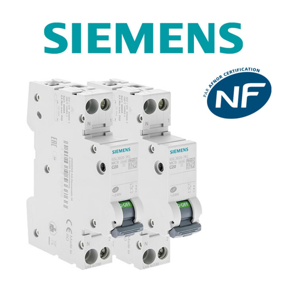 Lot de 2 Disjoncteurs électriques phase + neutre 20A