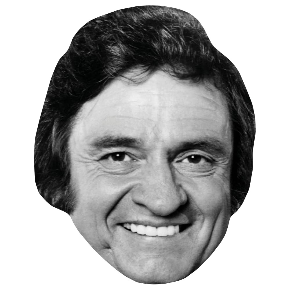 Johnny Cash (BW) Celebrity Mask, Flat Card Face, Fancy Dress Mask