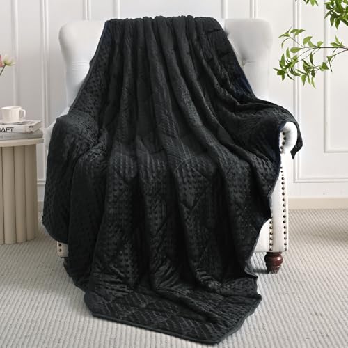Image of Mr. Sandman Weighted Blanket for Adults, Heavy Blanket for Woman,Man Sleeping /Calm, Soft and Cozy Weighted Throw Blankets, Machine Washable, 48 x 72in, 12 lbs, Black