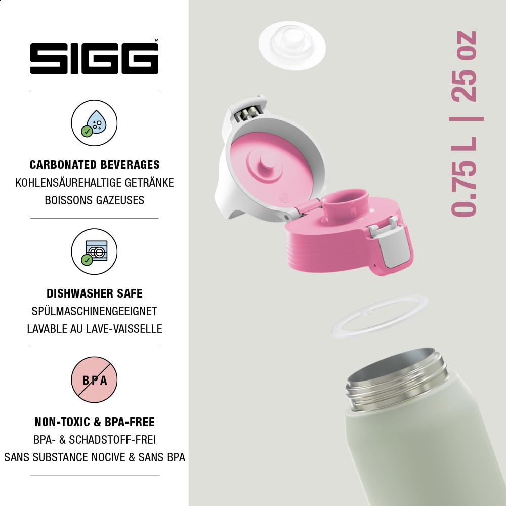 SIGG - Botella de agua aislada Shield Therm One Multicolor Lilly - Bebidas carbonatadas - A prueba de fugas - Apto para lavavajillas - Sin BPA - 90% acero inoxidable reciclado - 0,75 L