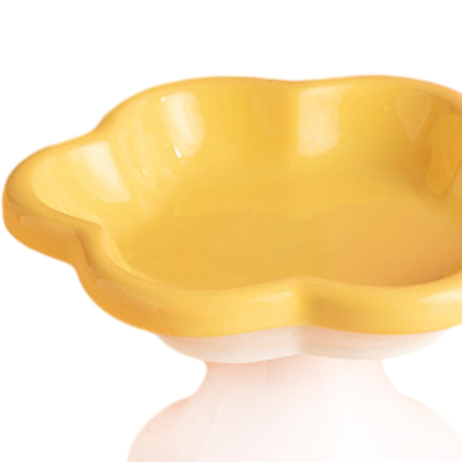 Comederos de Cerámica para Gatos, Comederos para Mascotas, Ideales para Perros Y Gatos Medianos, Amarillo, Individual