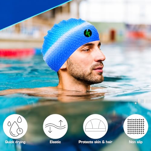 Image of Waterproof PU Swimming Cap for Men and Women | Adults Swimming Cap (Free Size, Not for Kids) (Silione Bubble Cap Assorted)