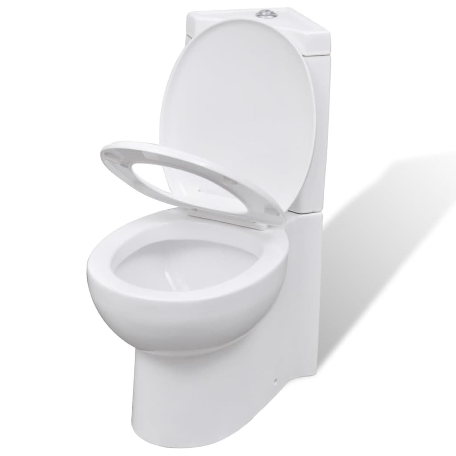 Homgoday WC in ceramica, WC compatto a pavimento WC con meccanismo a doppio scarico WC WC ad angolo in ceramica bianca