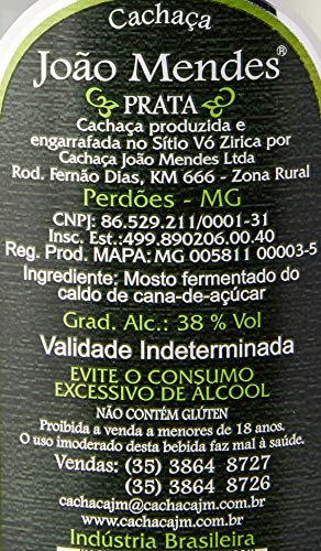 Cachaça Joao Mendes Prata 970Ml