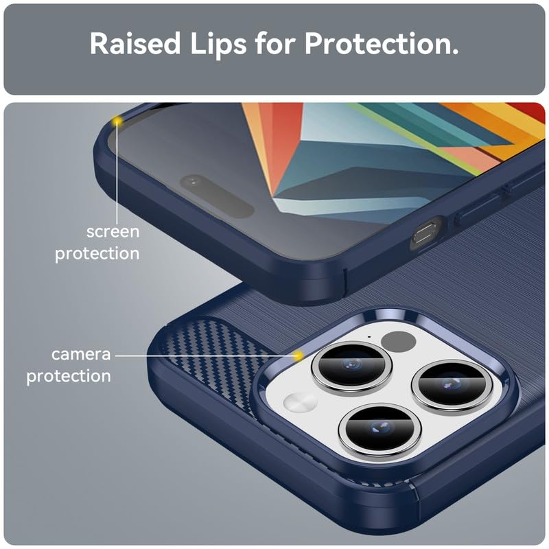 Image of Hybrid Carbon Fiber Back Case for iPhone 15 Pro Max (Blue)