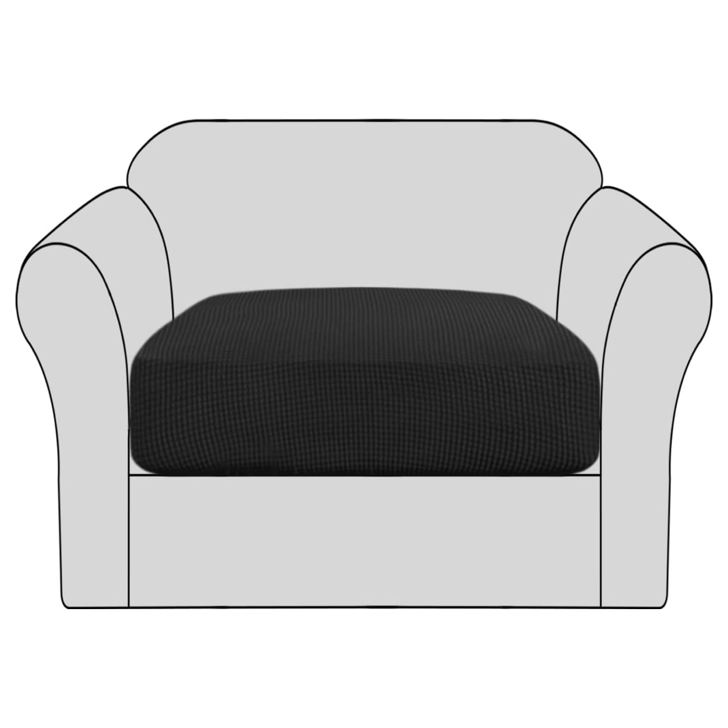 Bellahills Black Stretch Sofa Seat Cushion Cover Sofa Couch Cushion Furniture Protector Sofa Slipcover With Elastic Bottom Spandex Jacquard Fabric Small Checks(1 Piece, )