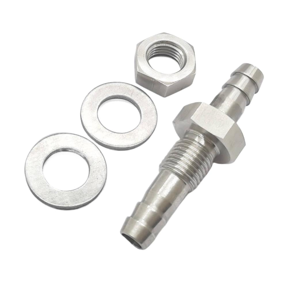 Stainless Steel 1/4 Inch Hose Barb Thru-Bulkhead Straight Hex Union Fitting