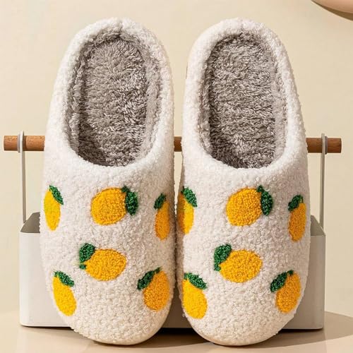 Image of LNERIP Animal Slippers Fruit Slippers Plant Slippers Various Cartoon Patterns Fluffy Soft Memory Foam Retro Indoor Outdoor Home Couple Shoes