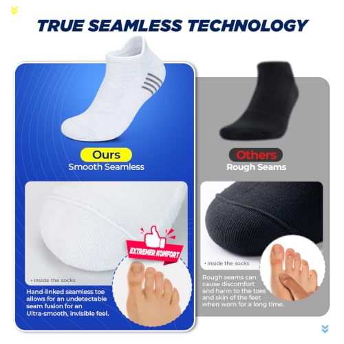 Image of TANSTC Athletic Running Ankle Socks,6Pairs Cushioned Low Cut Anti-Blister Tab Sports Sock Men Women