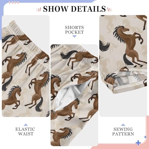 Horse Roar Boys Long Pants Soft Trousers Elastic Waist Kids Lounge Bottoms with Pockets S-XL4