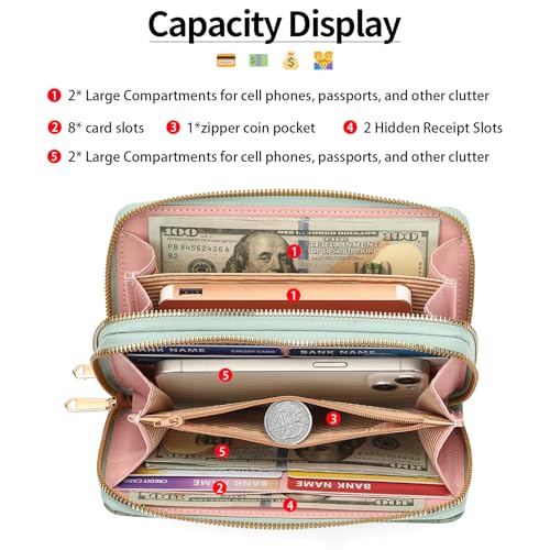 Wallet for Women Clutch Double Zip Around Credit Card Holder Leather Women's Wallet Large Capacity2