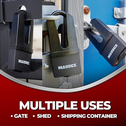 Image of Maudex MDL60 High Security Padlock for Outdoor Use - [10 Keys] - [Anti Drill, Anti Pick Cylinder] - Ideal Lock for Storage Unit, Shed, Gate, Container with 0.59 inch Shackle Clearance (Pack of 2)