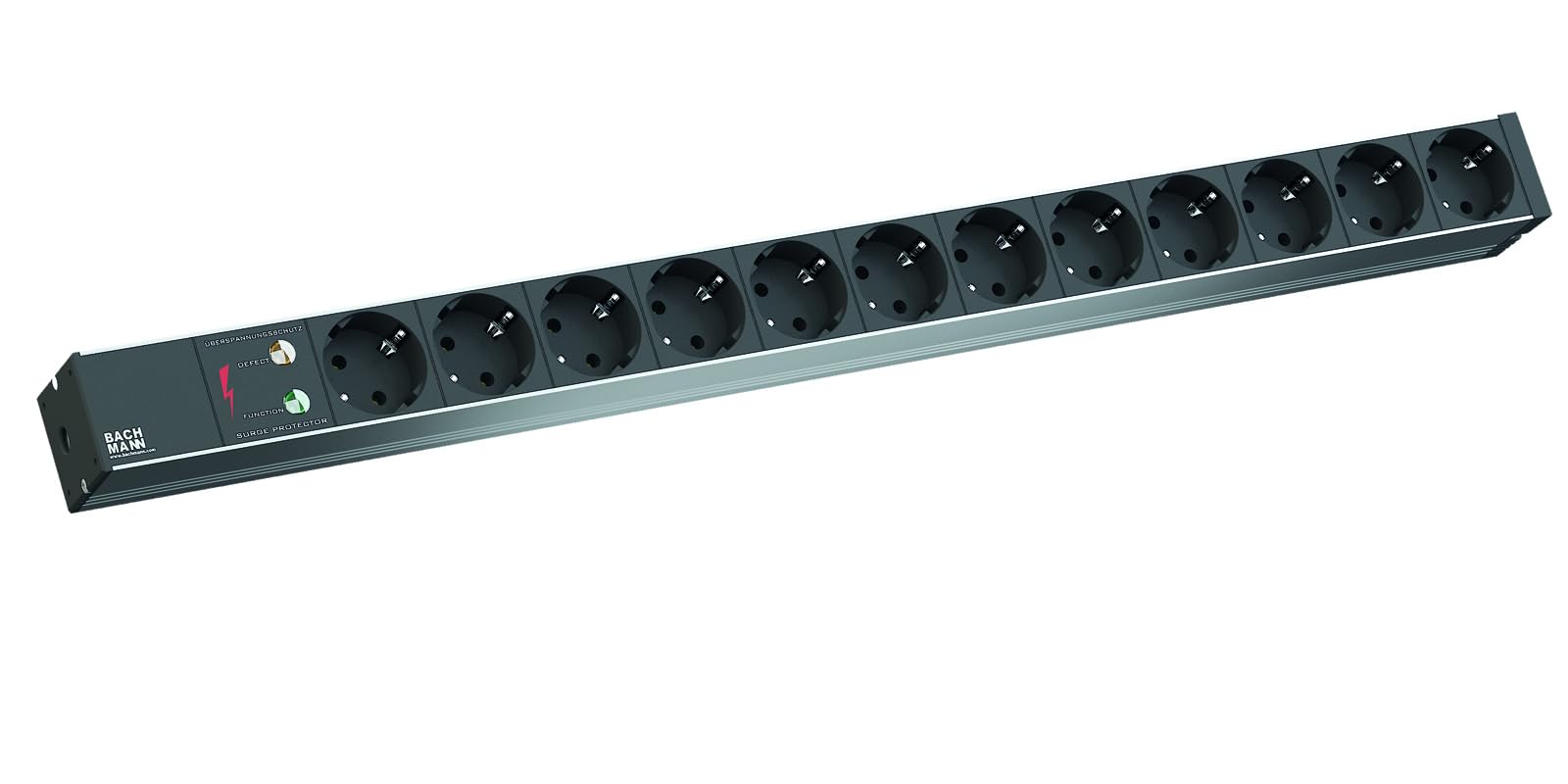 Bachmann Alu 1HE 12x Schutzkontakt mit Üss 6, 5 Ka