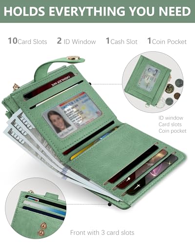 Image of Keychain Wallet Wristlet for Women,RFID Small Wallet | Wallet Wristlet with Zipper Coin Pocket,Vegan Leather Card Wallets for Women, 2 ID Window,Gift