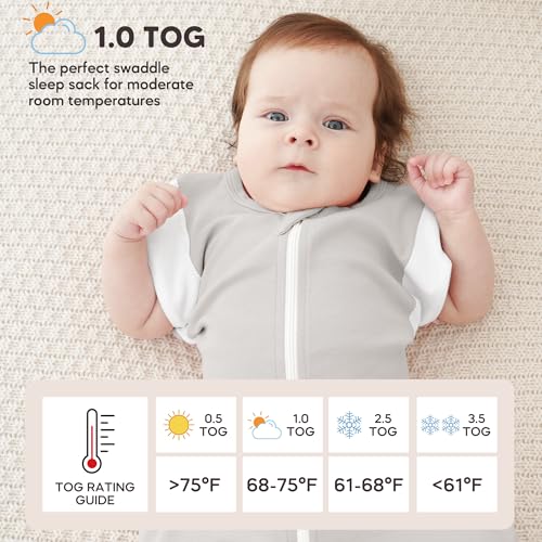 Image of Susurration Baby Sleep Sack, Self-Soothing Swaddle for Newborns, Improves Sleep, Snug Fit Helps Calm Startle Reflex, Newborn (Green & Light Grey, Medium, 3-6M, 13-19lb)