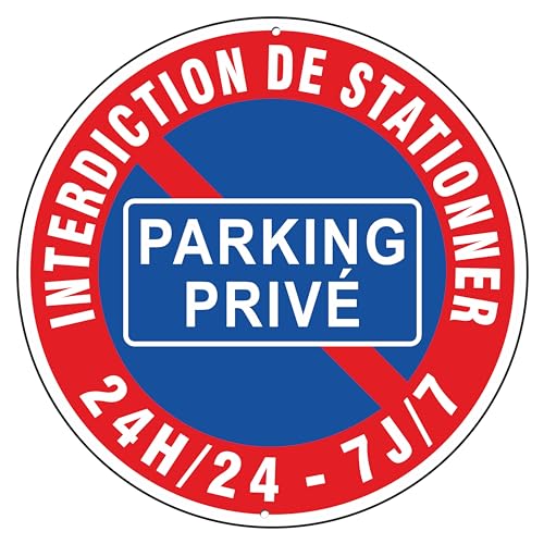 Pubblimania Parking Privé Panneau en aluminium composite de 3 mm. Pour usage extérieur ou intérieur (Parking Privè Cm Ø 30)