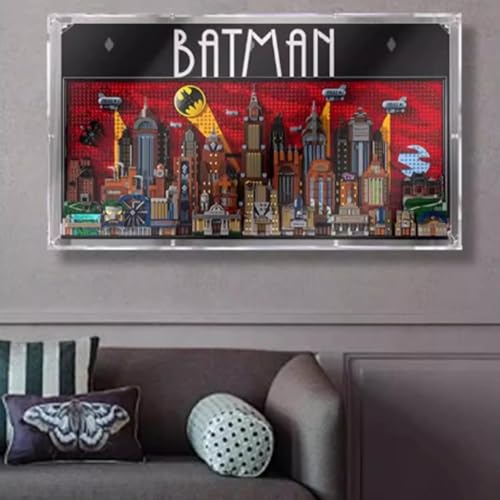 HAIWENFEIQI Display Wallboard for Lego Batman Gotham City Animated Edition, Compatible with Lego 76271, Acrylic Frame, Black