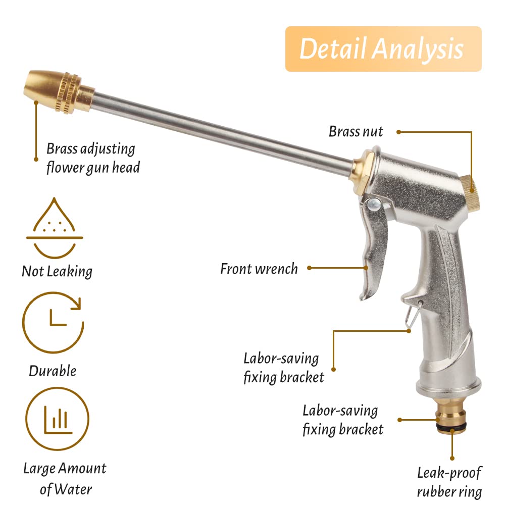 Pistolet D'Arrosage Métal Hillylolly - Haute Pression Pour Jardin, Voiture Et Animaux
