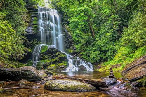 Upper Catabwa Falls, North Carolina Fabric Panel - SSE-007, Panel Size is 24.25” X 15.5”, Quality Quilting Cotton