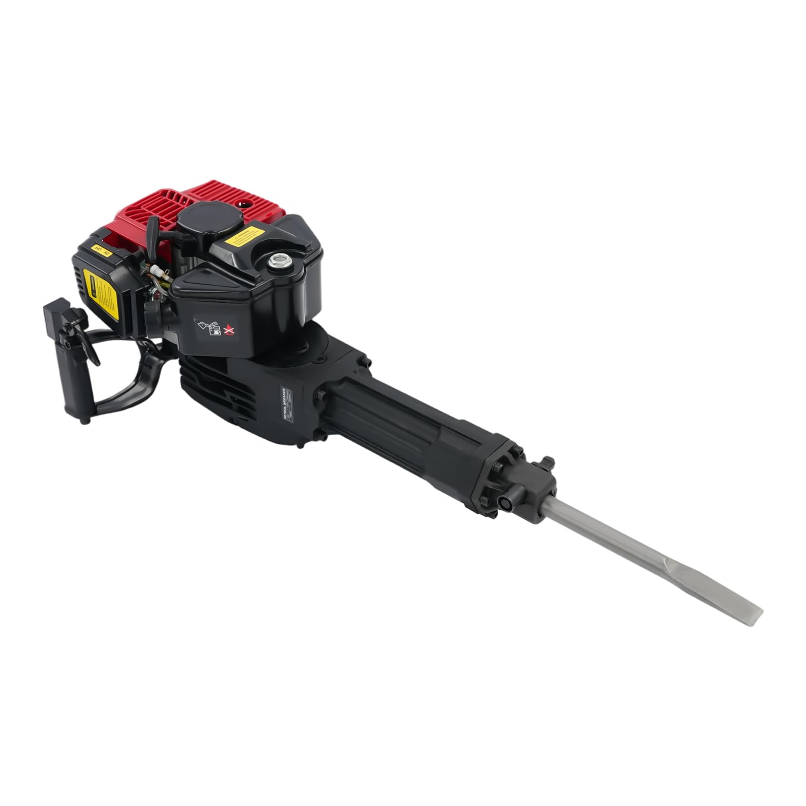 Martillo de demolición de gasolina de 52 CC, 2 tiempos, martillo de golpe multifuncional con dos puntas de cincel, tumbas de árboles de jardín de gasolina para construcción, jardín y trabajos