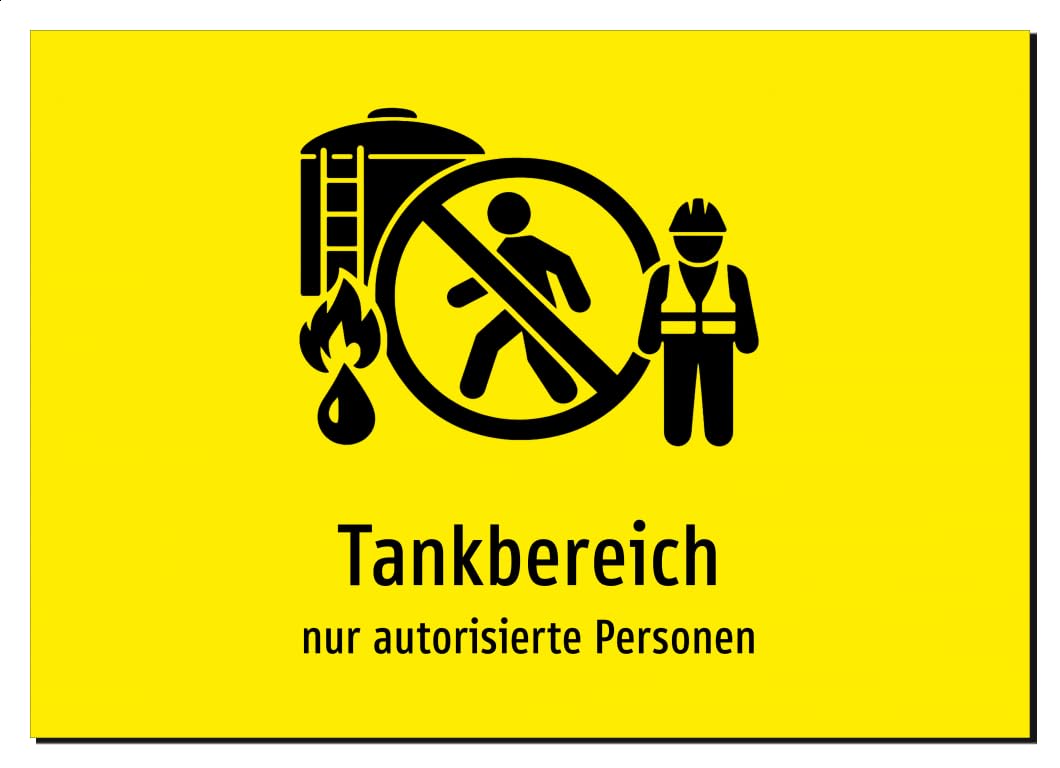 36151-DE-S-13 | Tankbereich - nur autorisierte Personen | Aufkleber A2, 594 x 420mm | mit Symbolgrafik und Text