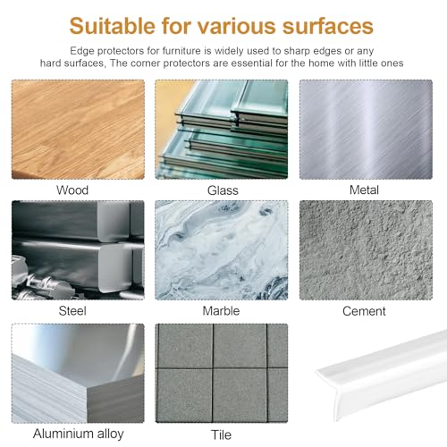 Image of Baby Countertop Edge Protector, Clear Table Corner Guards for Baby Proofing, Pre-Taped Adhesive Soft Bumper for Kids Safety, Silicone Edge Protector fit Wall Furniture Edge Bumper - Food Grade (2Pack)