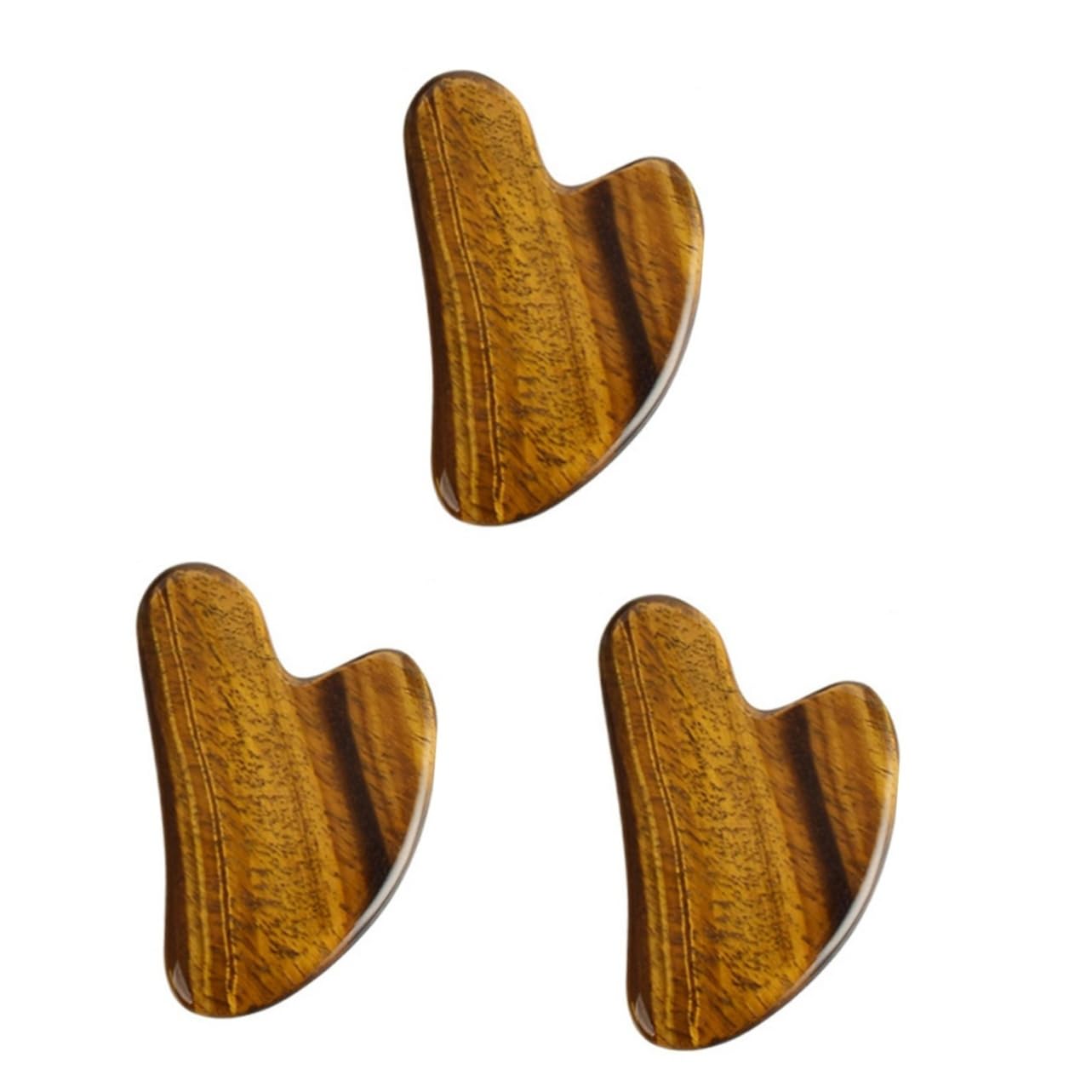 KOMBIUDA 3pezzi Tiger's Eye Gua Sha Board Strumento Massaggiante Naturale Per Rassodamento Facciale e Trattamenti Di Bellezza Facile Da Usare Per Routine Di Della e Rilassamento Muscolare