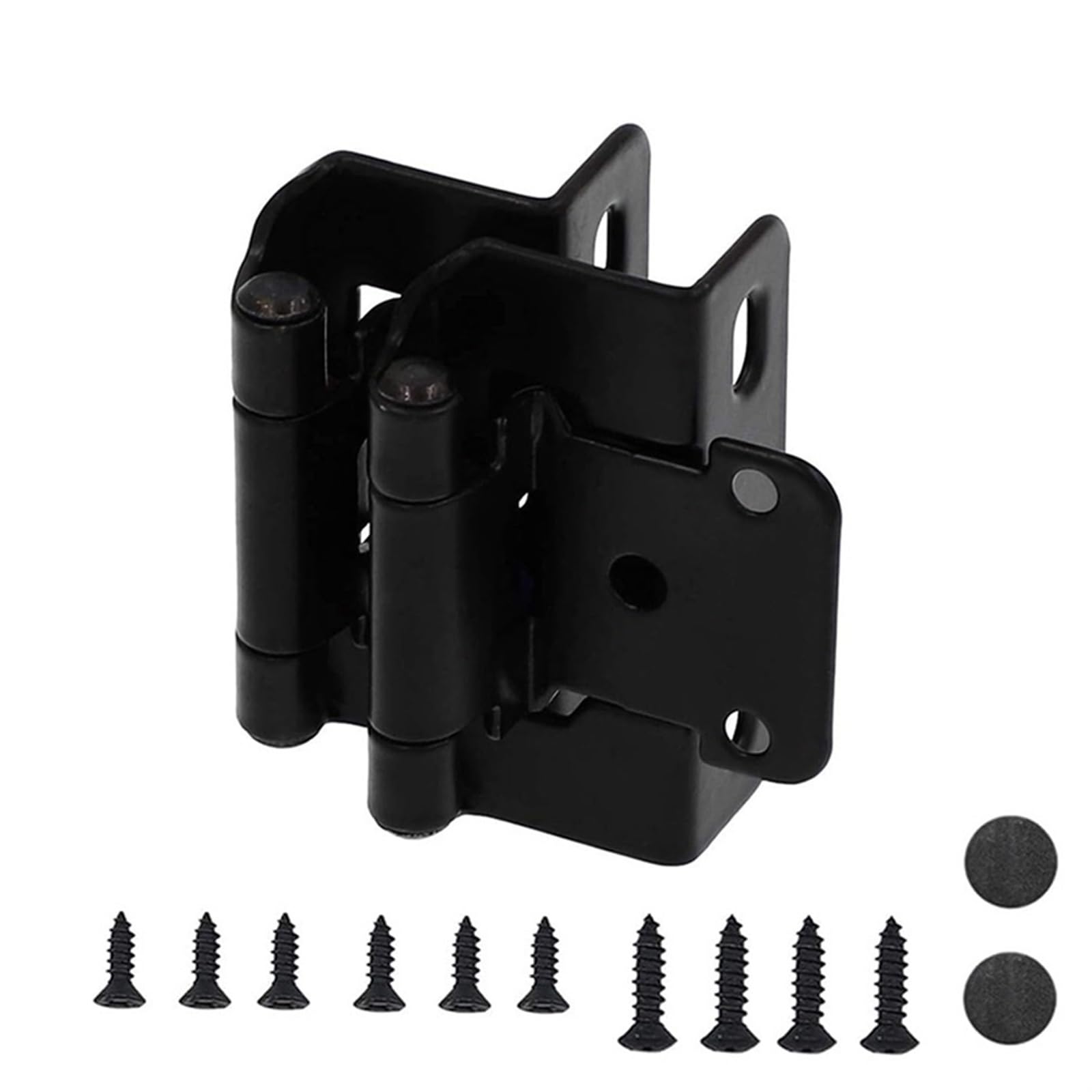 2pcs 1/2inch Self Closing Spring Hinge Kitchen Cabinet Hinges Furniture Hardware Half Conceal Cover Plate Self Closing Hinges(Matte Black)