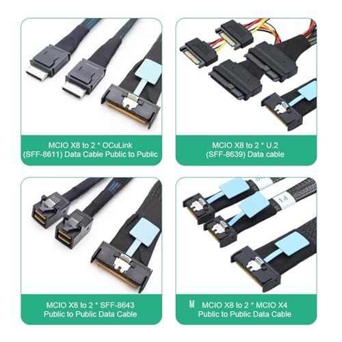 Cable PCI-E Slimline S-AS SFF-8654 8I a 8X SATA 0.5 m miniatura 4