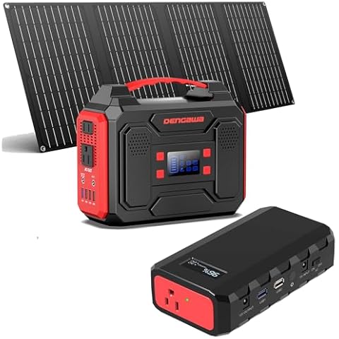 Solar Powered Generators,250Wh Portable Power Station with 40W Foldable Solar Panel with 88.8Wh Power Bank with AC outlet for Home Use RV Camping Cover