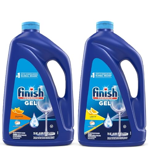 Image of Bundle of Finish Scent Liquid Gel, Orange Fresh, 75 Ounce + Finish Gel Liquid Dishwasher Detergent, Advanced Deep Cleaning Power Dish Soap, Fights Tough Stains, Septic Safe, Lemon Scent, 75oz