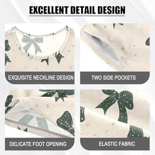 ALAZA Green Bow Yellow Pajamas Set Short Sleeve Cotton Sleepwear Summer Pjs 2 Piece 5-14Y4