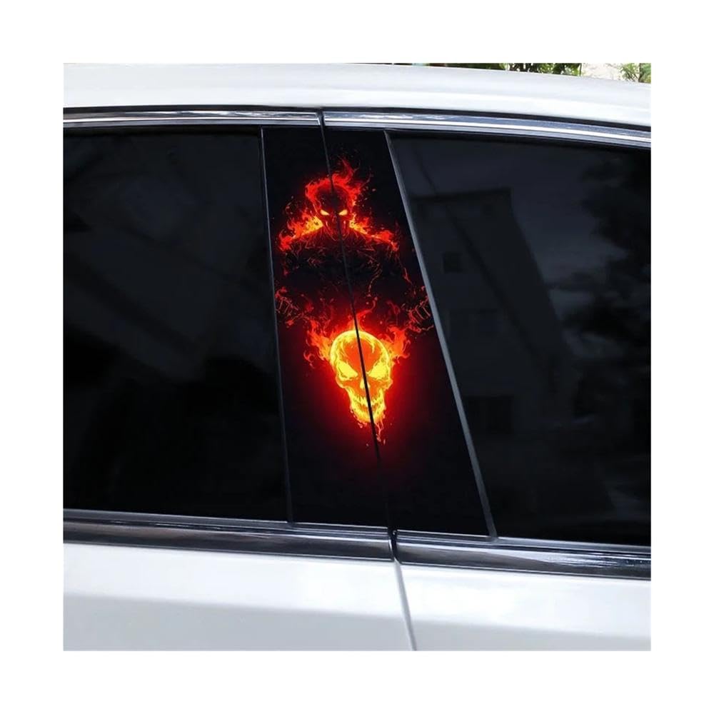 Bertdcx H Flame Skull Car B-Pillar Waterproof Vinyl Cover Scratc Car Sticker Auto Parts(H)