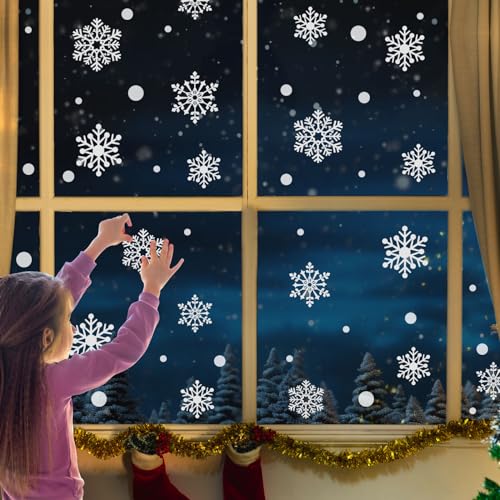 93 Stück Glitzer Schneeflocken Fensteraufkleber, W Produktbild-Vorschau 3