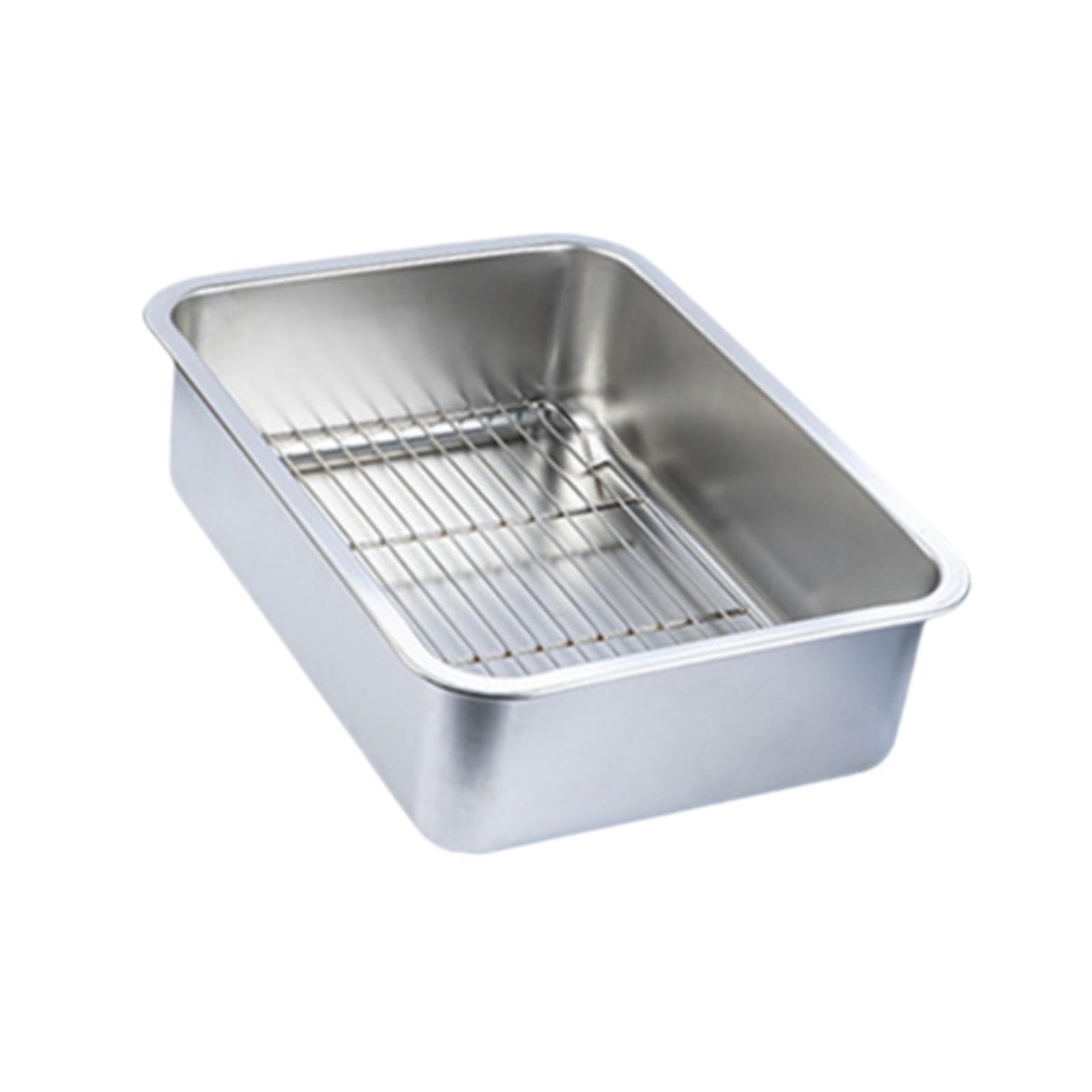 MagiDeal Plaque à Pâtisserie avec Support, Passoire à, Plateau de Four Rectangulaire et Grille de Refroidissement, en Acier Inoxydable, Plaque de Cuisson, 50x35x10cm